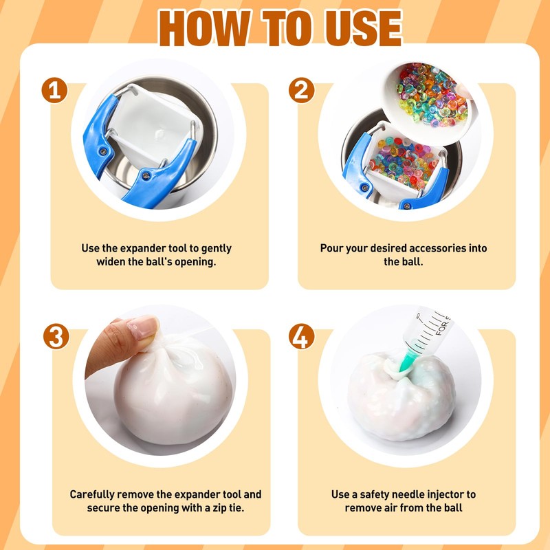 Tasdurian 12 Set DIY Stress Ball Making Kit Milky Blank