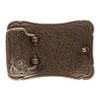Western Solid Brass Engraved Rectangular Belt Buckle, Antique Brass
