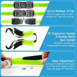 Kids Swim Goggles - Swimming Goggles for Kids Girls Boys and Child Age 4-16 Anti Fog UV Protection (Green Black)