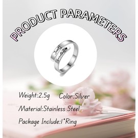 GAUEIOUR Just Breathe Anxiety Rings for Women,Stainless Steel Engraving of love Spiral Encourage Hope Opening Simple Trendy Adjustable Silver Jewelry Presents