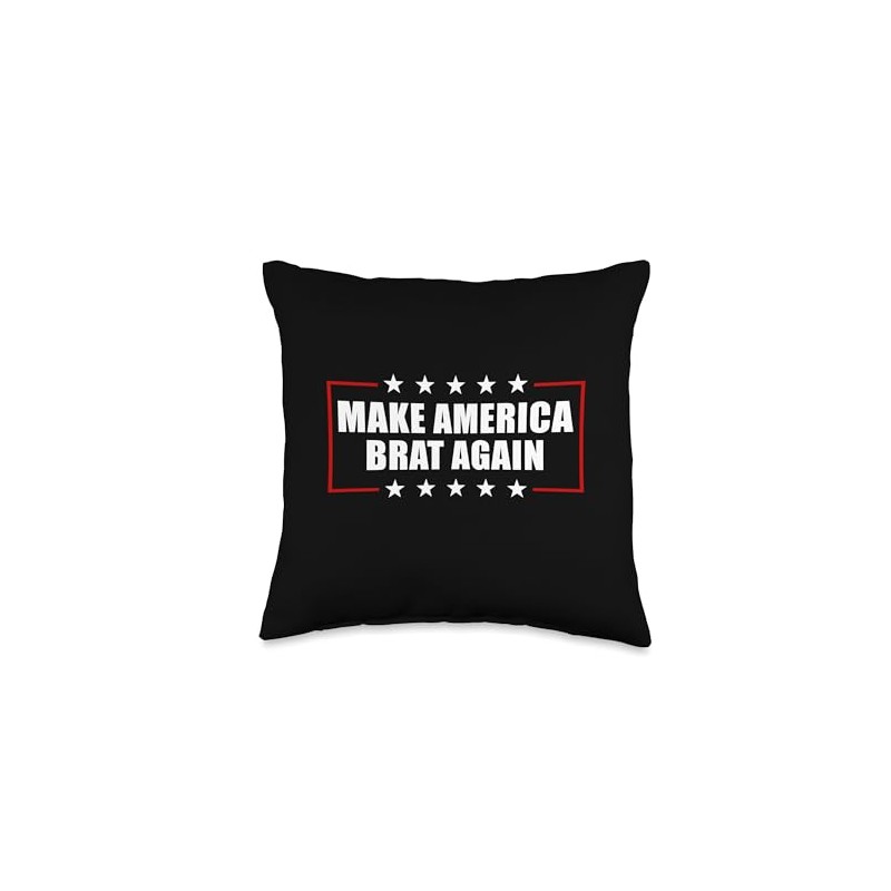 Make America Brat Again Funny Brat Throw Pillow