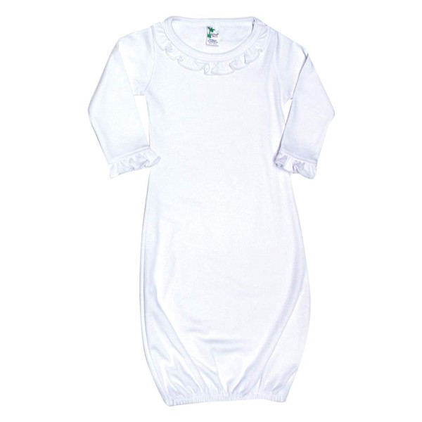 Laughing Giraffe Baby Blank Long Sleeve Ruffle-Trim Sleeper Gown White (0-3 Months -3807)