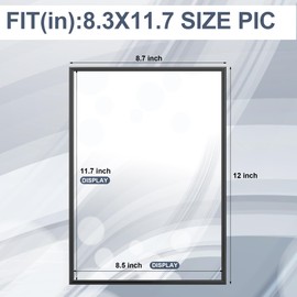 Risgatto Marco de Fotos A4-21 x 30 cm - Minimalista de Aluminio - Marco de Pared 21 x 29,7 cm con Acrílico HD - Diseño Delgado para Decoración del Hogar | Negro