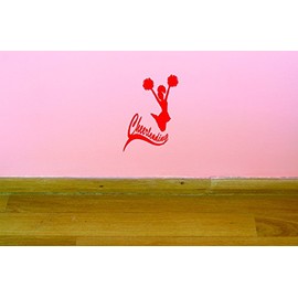 Cheerleading Jumping Pom Poms Sports Girl Team Vinyl Wall Decal Sticker Teen Bedroom – 22 Colors Available Size: 10 Inches X 20 Inches