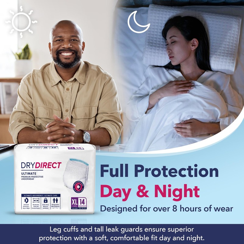 Dry Direct Ultimate Underwear, Made-in-USA Adult Diapers, Max Absorbency Disposable