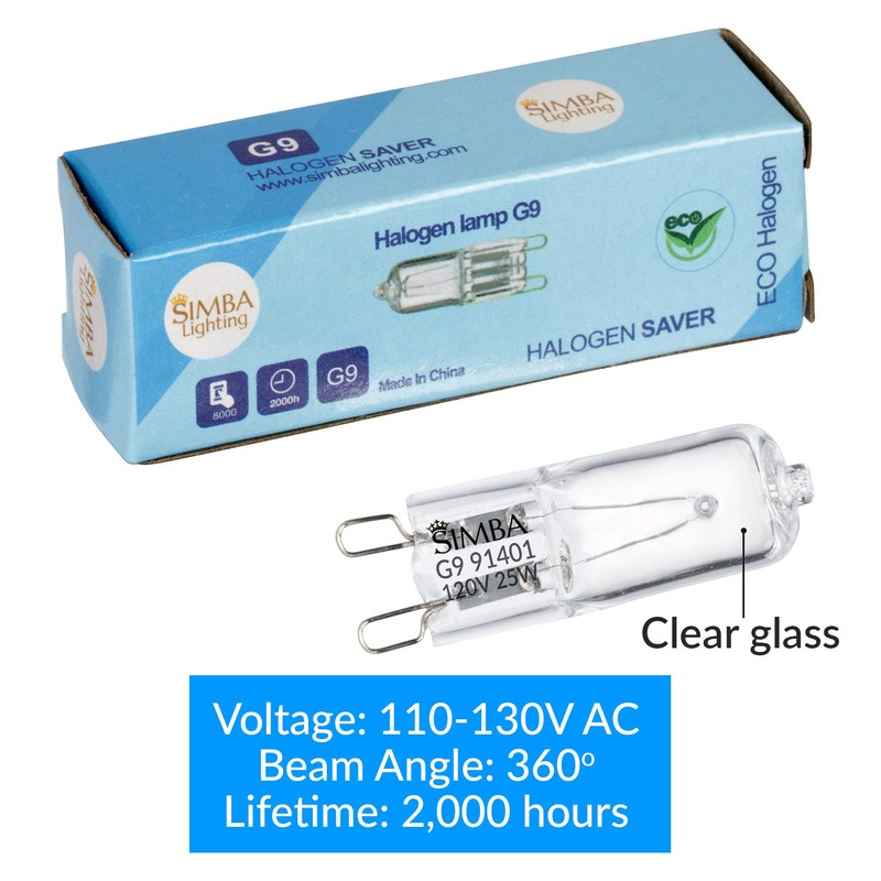 Simba Lighting Halogen Light Bulb G9 T4 25W JCD Bi-Pin