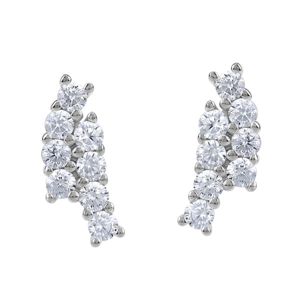 Silvershake Round Shape Cubic Zirconia White Gold Plated 925 Sterling