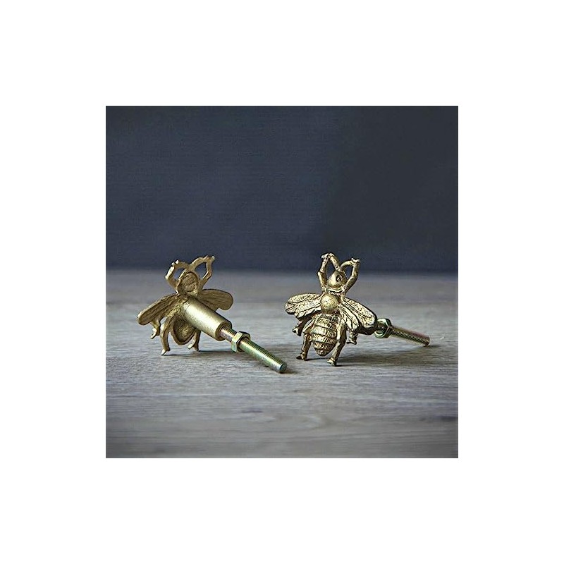 Fyne-Finds Set of 3 Gold Bee Vintage Metal Drawer Cupboard