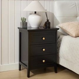 YIGOBUY 3 Drawer Nightstand Black End Table Bedroom Furniture Side Table for Living Room Bedroom18.9 Inch(Black, 18.9)