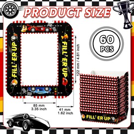 60 Pack Racing Car Party Supplies Car Party Favor Checkered Paper Food Trays Cars Birthday Party Supplies Paper Trays Paper Food Boats Paper Food Tray for Concession Food, Carnivals(Racing Car)