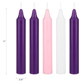 Mega Candles 5 pcs Unscented Christmas Advent Taper Candle, Hand Poured Wax Candles 5 Inch x 3/4 Inch, Holidays, Church, Devotional, Celebration, Party & More