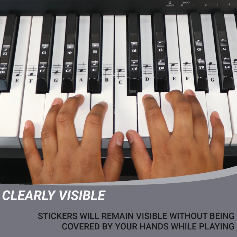 QMG Piano and Keyboard Full Set Stickers for White and