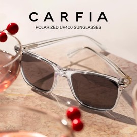 CARFIA Polarized Sunglasses for Men UV Protection Lightweight Acetate Rectangle Small Head Driving Glasses