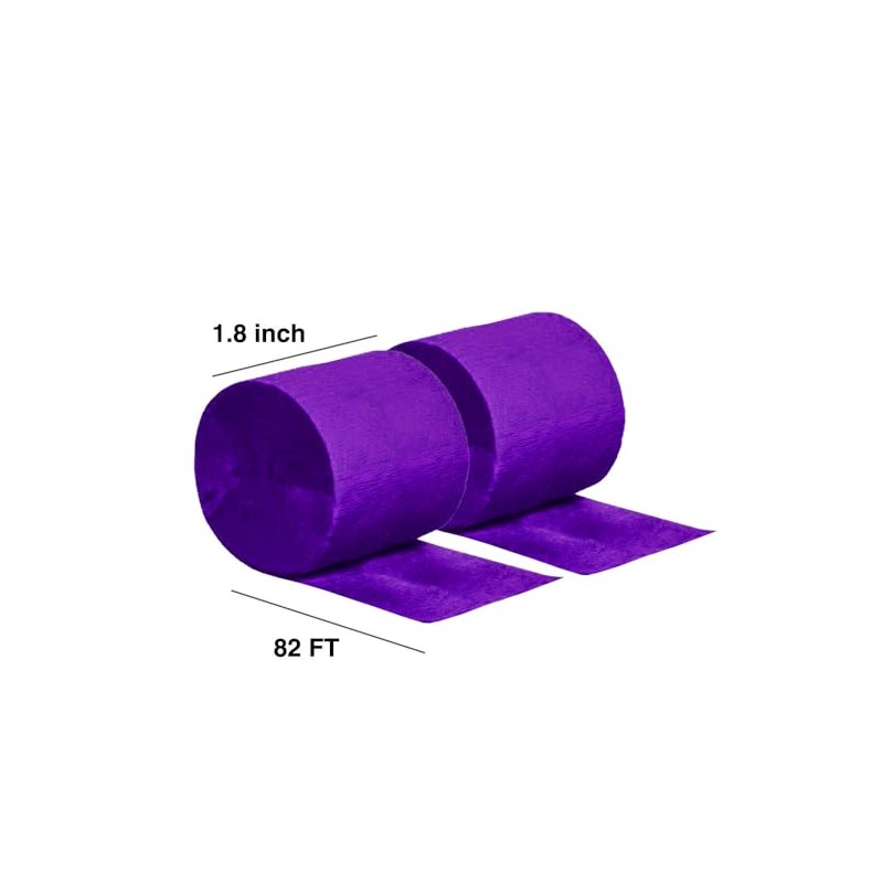 YESON Purple Crepe Paper Streamers Party Streamer Decorations,6 Rolls,1.77 in