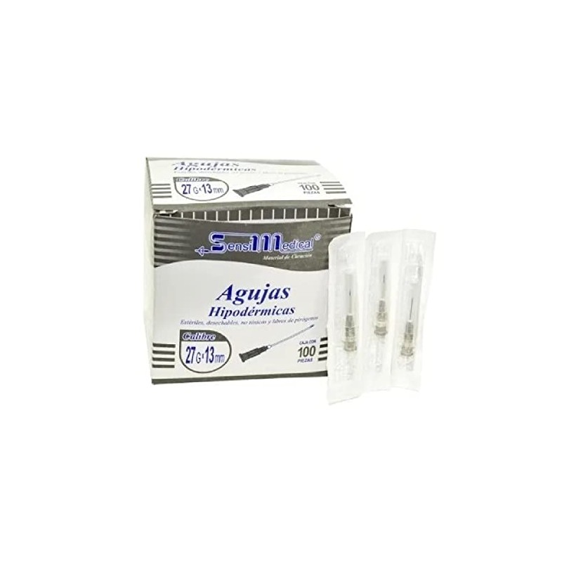 Aguja Hipodérmica de 27gx13Mm Pabellón Gris Caja 100 con Unidades
