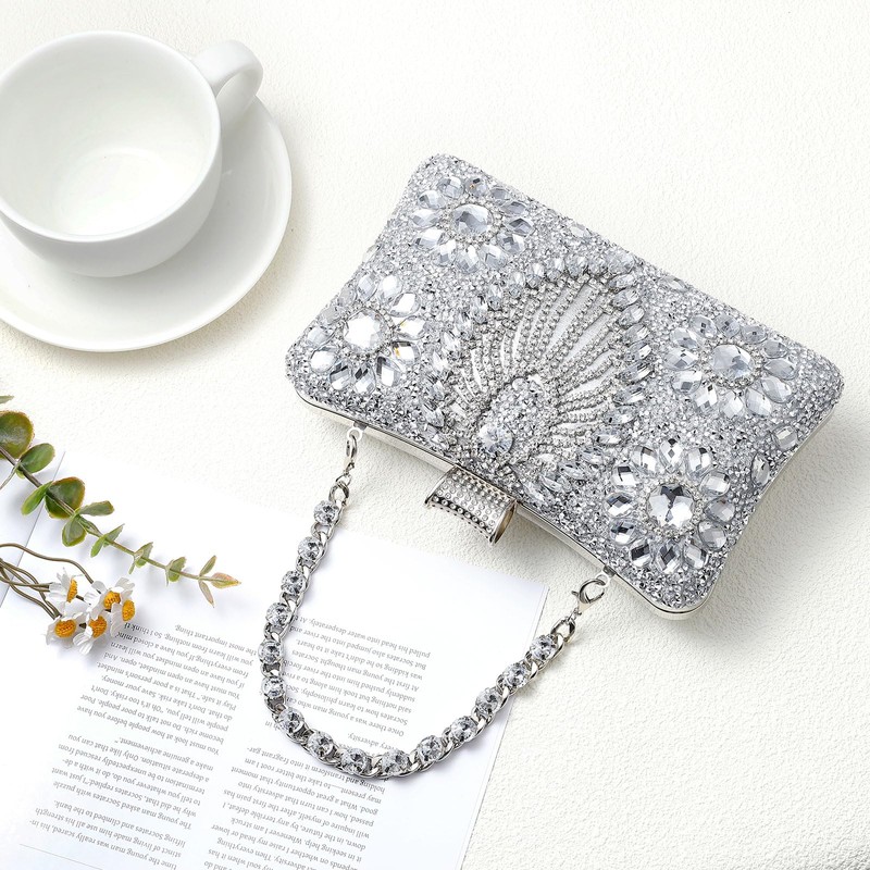 uxcell Evening Bags for Women, Sparkly Crystal Clutch Purse with