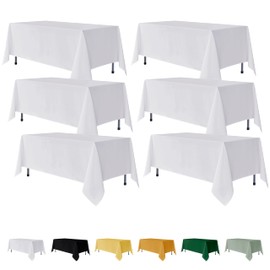 Fitable 6 Pack White Rectangle Table Clothes - 90 x 156 Inch - Wrinkle and Stain Resistant Fabric Tablecloths, Washable Polyester Table Covers for Wedding, Party, Banquet, Formal Events