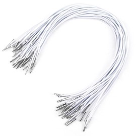 30 PCS Barbed Elastic Cords Loop Stretch Round String with Metal Barbs Fastener, Loop Elastic Band Elastic String Strap for Crafts Party DIY Hat Elastic Menus Badges Signs(White)