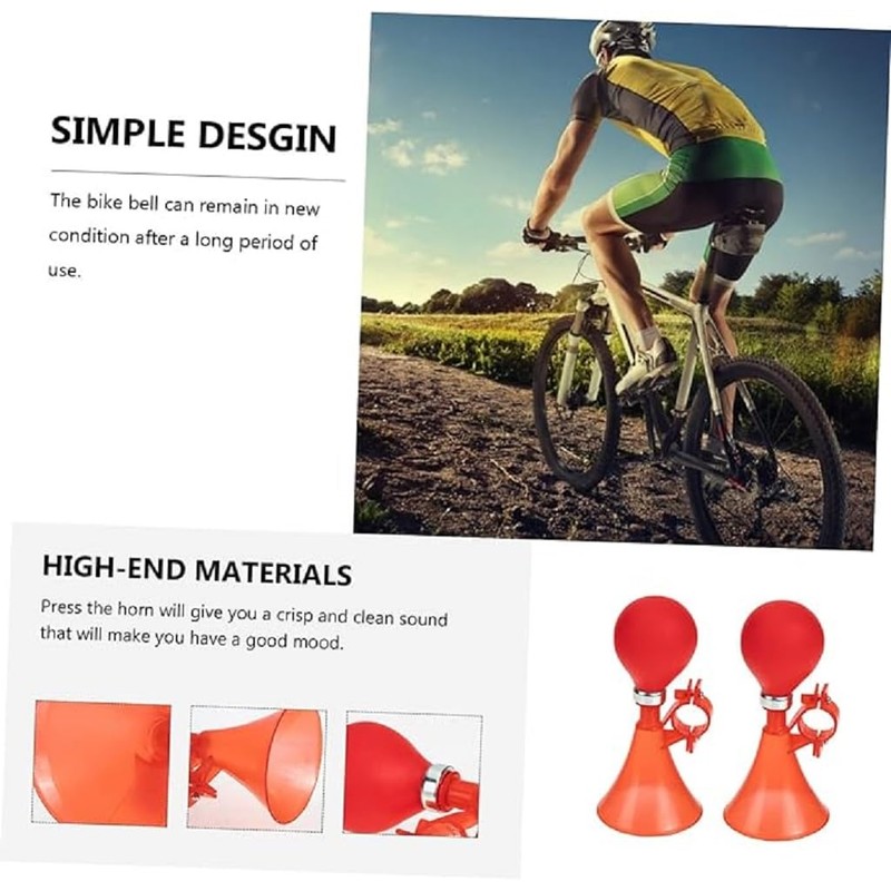 Kids Bicycle Horn, Air Squeeze Snail Design, 2-Pack, Handlebar Bell