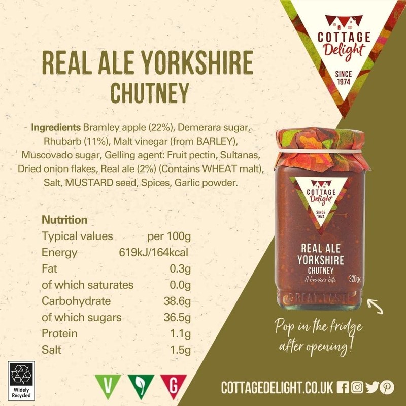 Cottage Delight Real Ale Yorkshire Chutney, 320 gram