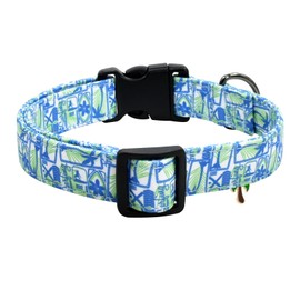 Flower Patterns Dog Collar with Accessories, Soft Cotton Dog Collars for Small Medium Large Female and Male Dogs(Palms Tree M)
