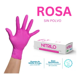 Guantes descartables antideslizantes UniSeal 3.5 grs color rosa talle M de nitrilo x 100 unidades