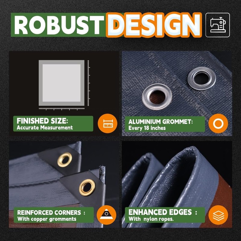 RAINDEWAY 8x8 Feet Super Heavy Duty Tarp 18 Mil, UV