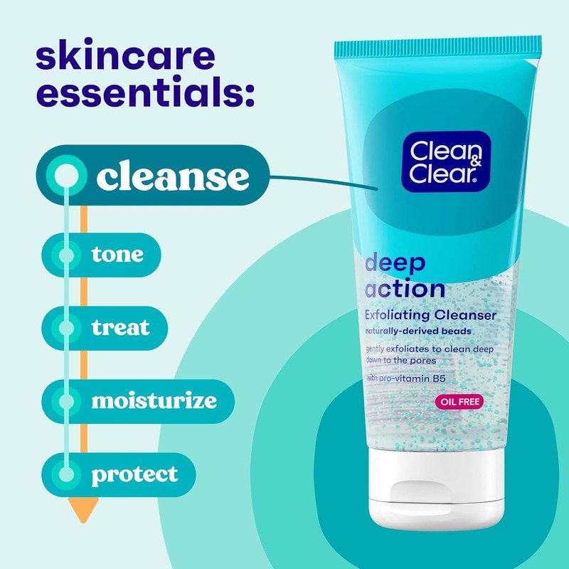 Clean & Clear Deep Action Exfoliating Facial Scrub, 7 Oz.