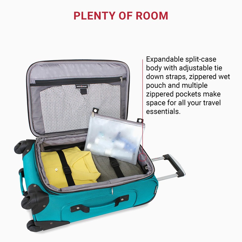 SwissGear Sion Softside Expandable Luggage – Carry-On Suitcase with 360