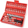 JCBCKJ 46 Pcs 1/4Small Drive Socket Ratchet Wrench Screwdriver Set,Set with Storage Case, Includes Metric Bit Socket Set and Extension Bar for Auto Repair and Home Maintenance