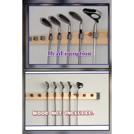 [JINTECH] Golf Club Organize Holder, Wall Display, Wall Hanger, Rack, Mount [15 Holder Set] (Head up - 10mm - 15set)