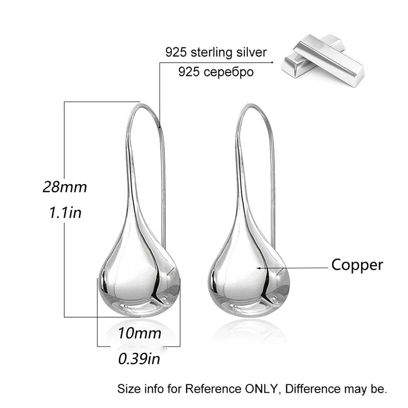 Silver Ear Needle With Teardrop & Waterdrop Earrings (Copper Waterdrop)