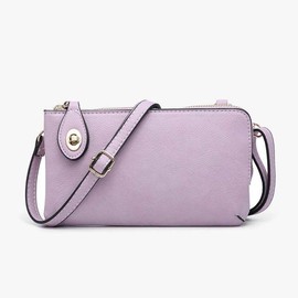 Jen & Co. Kendall - High Gloss Shine - Twist Lock - Vegan Leather Crossbody Wristlet Clutch, Black