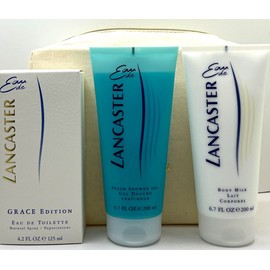 LANCASTER EAU DE LANCASTER 4 PCS GIFT SET EDT 4.2 Oz, BODY MILK, SHOWER GEL, BAG