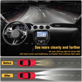 LitMiRaCle - Luz antiniebla LED, accesorios modulares para faros antiniebla, lámpara antiniebla ultrabrillante para Ford Mustang 2015 2016 2017, repuesto FR3Z15200A, FR3Z-15200-A, FO2592234