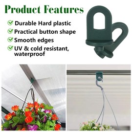 Hopton Greenhouse Accessories - Sturdy Greenhouse Clips, Clips for Greenhouse, Hanging Devices for Plants, Green-60