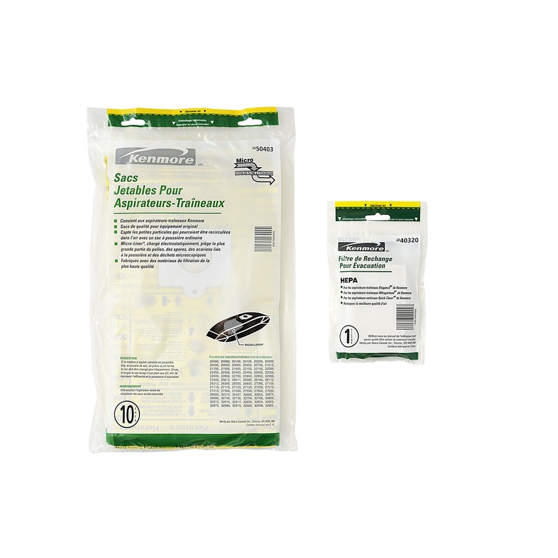 Kenmore 50403 Bags + 40320 HEPA Filter, Bundle Pack. Genuine