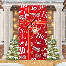 Forhome 200 x 90 cm Door Cover Christmas, Christmas Door Cover Decoration, Christmas Banner, for Home Wall Door Curtain Christmas Party Decoration, Photography Backgreen (Gift Box)