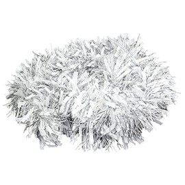 SHATCHI 4Pcs Silver White 1.8m/6ft Xmas Metallic Chunky Tinsel Garland for Christmas Tree Hanging Decorations, PVC, 4