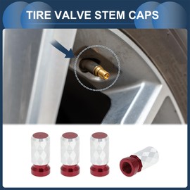 INFINAUTO Tire Valve Stem Caps 7x24mm for Car Truck Motorbike Bicycle Tyre Valve Dust Covers Aluminum Alloy Red Decorative