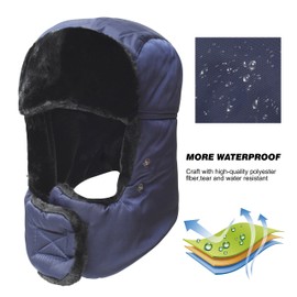 Trooper Trapper Hat,Winter Ski Hat with Winter Ear Flap and Ski Windproof Mask Black