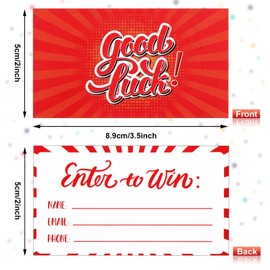 300 Pcs Enter to Win Raffle Tickets Cards - 3.5 x 2 Inch Entry Form Cards for Contest, Carnivals, Fairs, Ballot Box Raffle Drum with Space for Name, Email Address, Phone Number (Red Style)