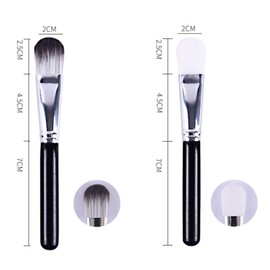 IZyufan Make-Up Brush, 2 Pieces Make-Up Brushes, Cosmetic Brushes, Liquid Make-Up Cream, Powder, Make-Up Fibre, Flat Foundation Brush for Creamy, Powdery or Liquid Foundation (Brown and White)