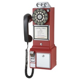 Crosley CR56-RE 1950's Payphone with Push Button Technology, Red