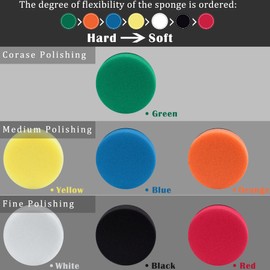 SIQUK 51 Pieces Car Foam Drill Polishing Pad Kit 1 inch 2 inch 3 inch Detail Polishing Buffing Pad Mix Size Car Polishers and Buffers Pads Drill Attachment Buffing Polishing Pads for Car Detailing