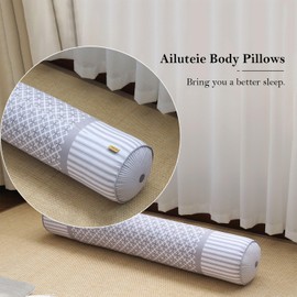 Body Pillows for Adults 47in Cylinder Pillows, Skin-Friendly Cover Detachable Bolster Pillows for Sleeping(Grey)
