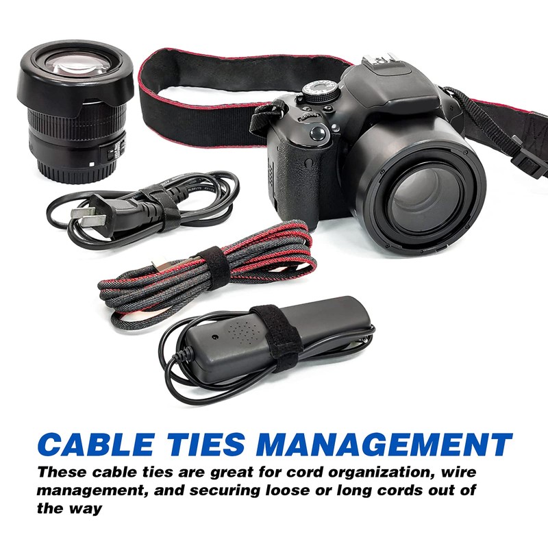 OneLeaf 80PCS Reusable Cable Ties, Black Adjustable 150mm Cord Organizer