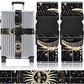 Slohif Luggage Straps for Suitcases Travel Belt Accessories Luggage Connector Identifiers 2 Pack Over Handle with Buckle Unique Nylon Adjustable Strap for Sleeping Bag Car Seat Moon