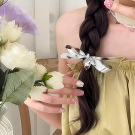 Silver Bow Leather Hair Clips Heart Silver Hair Accessories for Women Girls Leather Bow Hair Pins for Thick Hair Shinny Heart Side Hair Clips Y2k Hair Barrettes