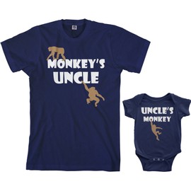 Threadrock Monkey's Uncle Infant Bodysuit & Men's T-Shirt Matching Set (Baby: 12M, Navy|Men's: L, Navy)